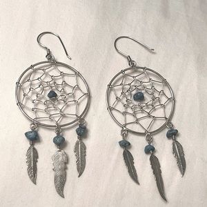 Native American Turquoise and Sterling Silver DreamCatcher Earrings